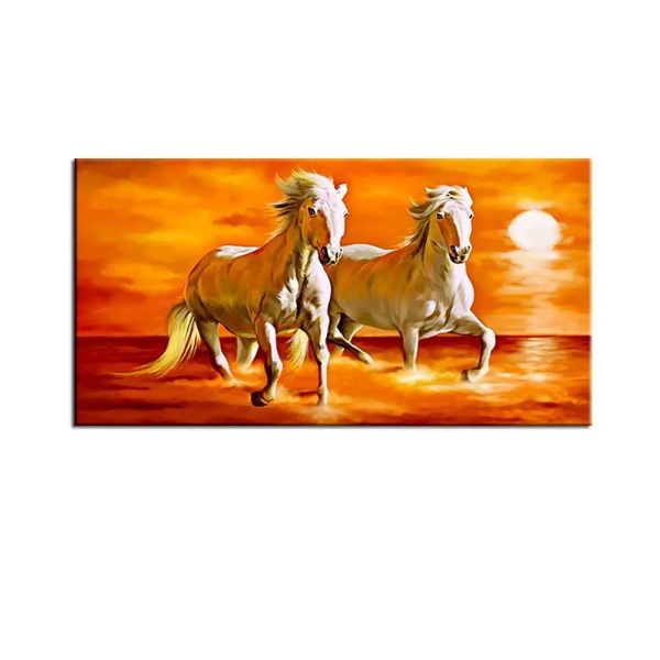 Running Horses Beautiful Framed Canvas Wall Painting