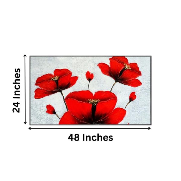 Panoramic Beautiful Red Flower Framed Canvas Wall Painting