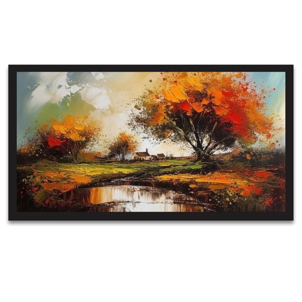 Beautiful Abstract Tree Forest River Landscape Canvas Wall Painting