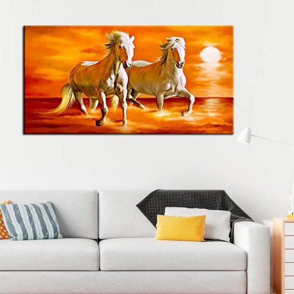 Running Horses Beautiful Framed Canvas Wall Painting