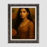 Golden Grace – Portrait of a Woman Realistic Handcrafted Oil Painting - Image 2